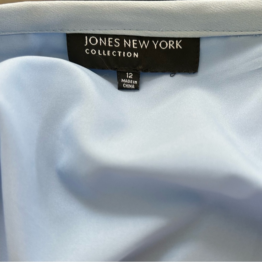 Pleated Skirt Jones New York Size 12 Silk Blue Office Siren Career Flowy NEW - Picture 4 of 7